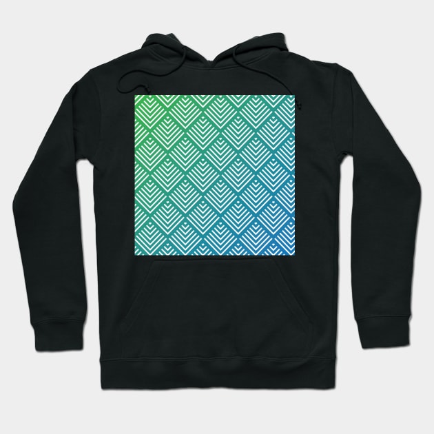 Geometric Blue and Green Pattern Hoodie by greenoriginals